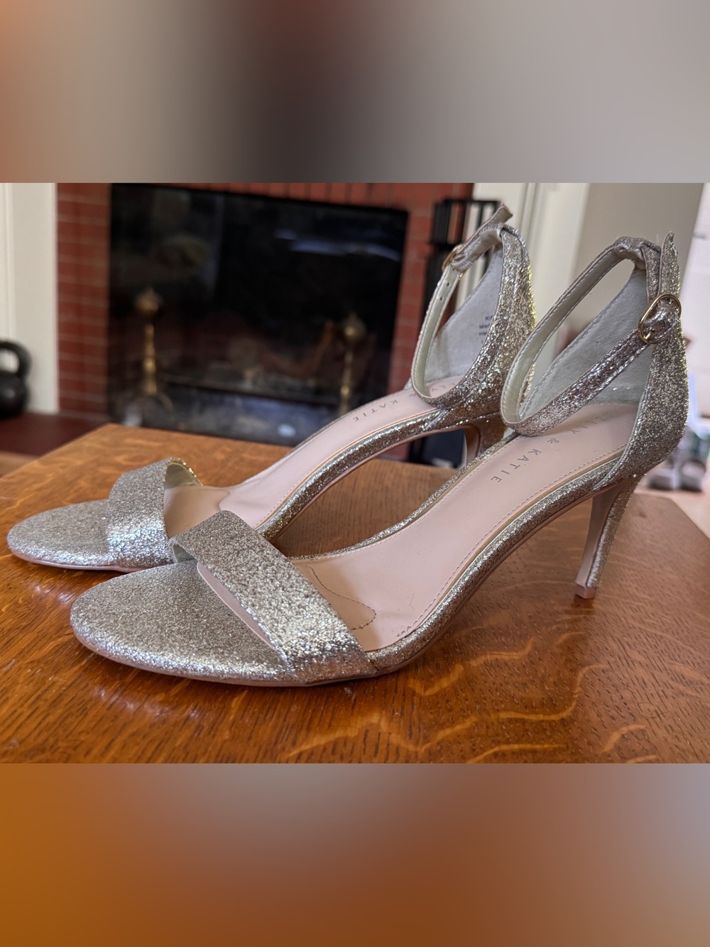 Glitter Ankle-Strap Dress Sandals - Silver/gold